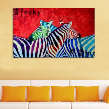 High Quality Zebra Animal Oil Painting on Canvas